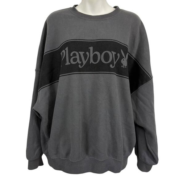 Playboy by Pacsun Gray Logo Spell Out Sweatshirt Pullover Womens sz Small - Picture 1 of 16